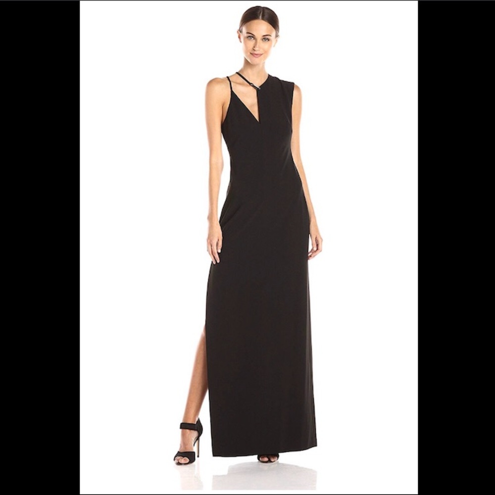 NWT Halston Heritage asymmetric sleeveless gown S2